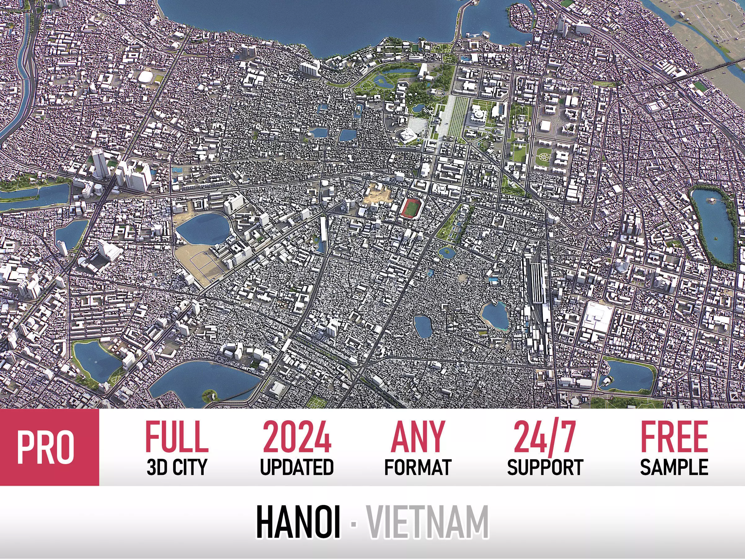 Hanoi - 3D City Model Low-poly 3D model_0