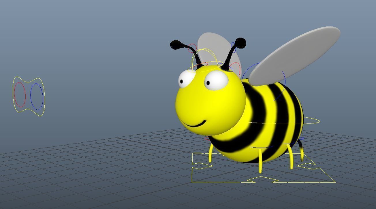 Cartoon Bee - Rigged Low-poly 3D model_2