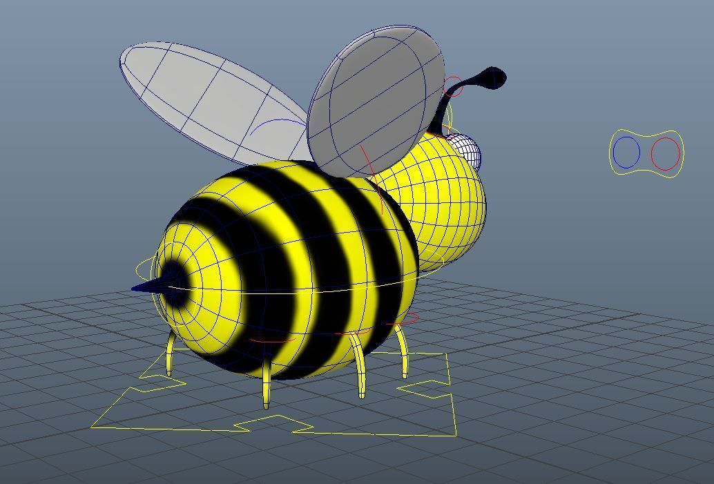 Cartoon Bee - Rigged Low-poly 3D model_4