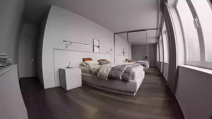 White bedroom 3D model