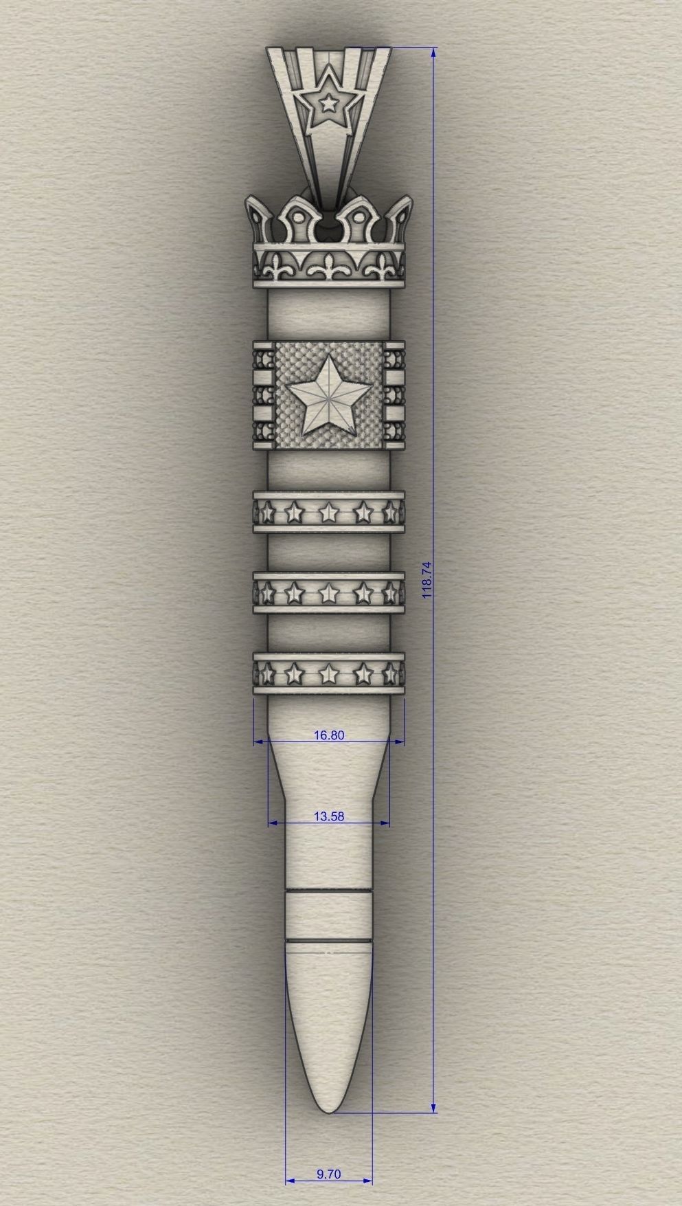 Male Silver Pendant - Bullet 3D print model_4