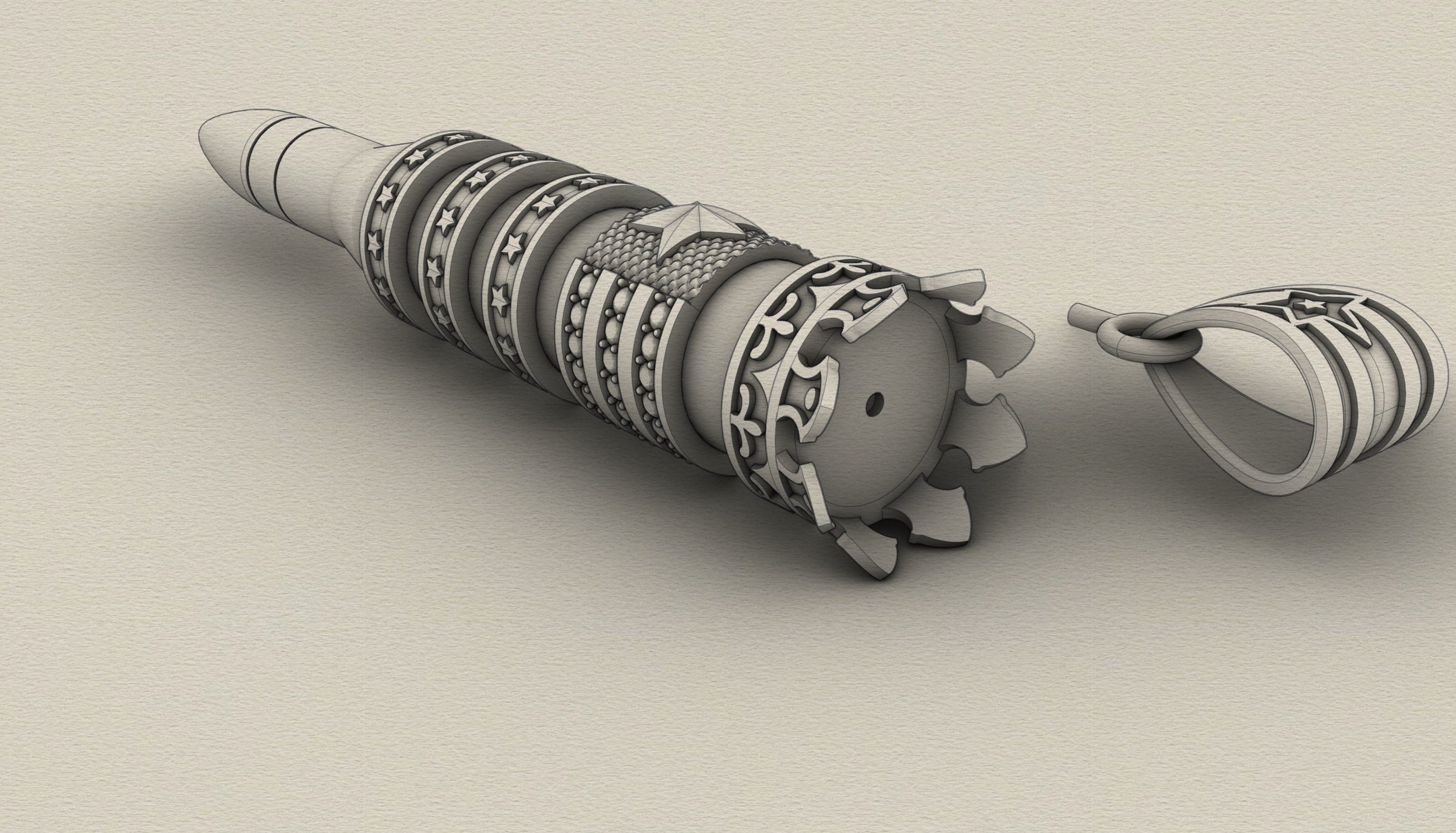 Male Silver Pendant - Bullet 3D print model_5