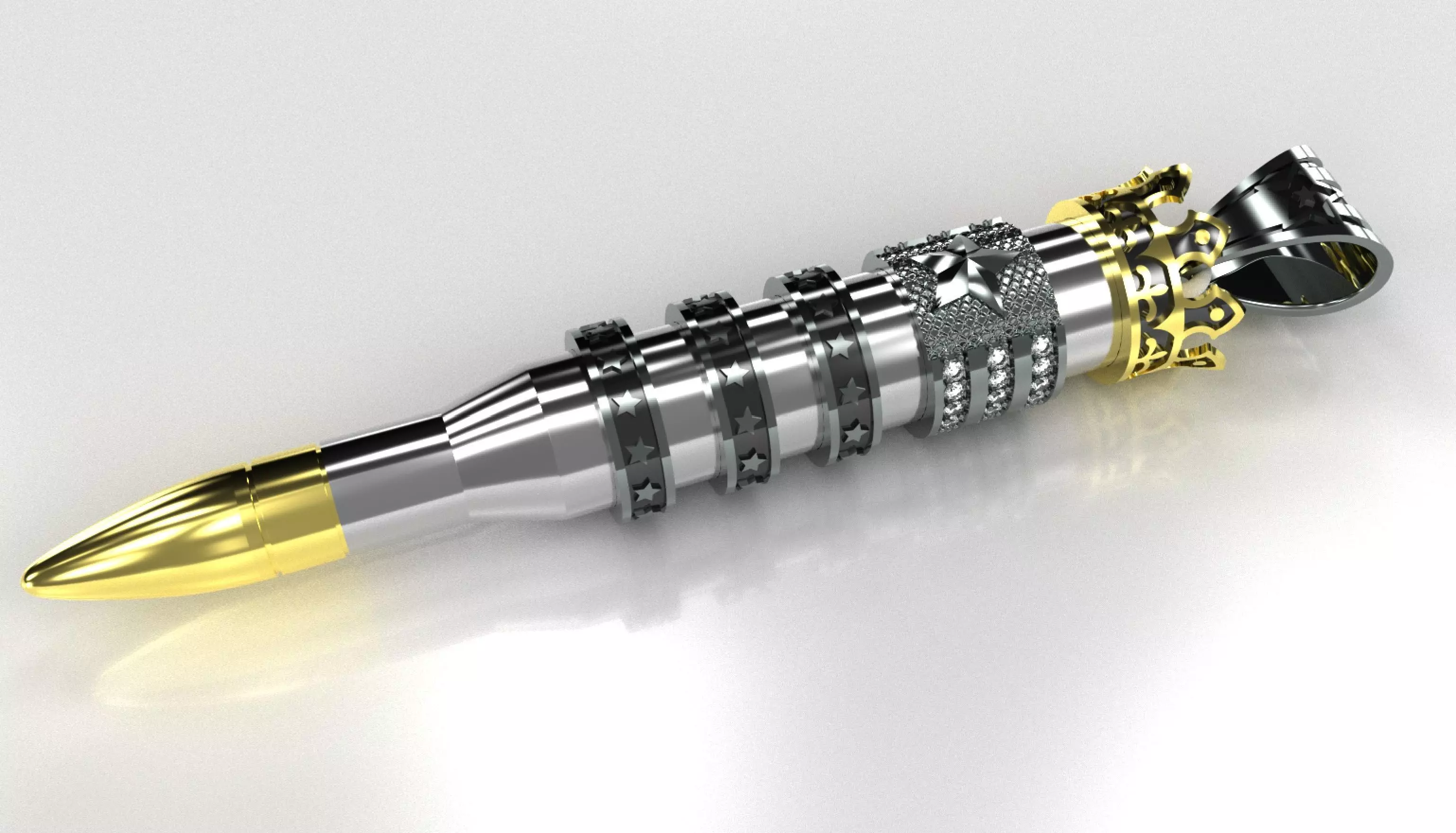 Male Silver Pendant - Bullet 3D print model_0