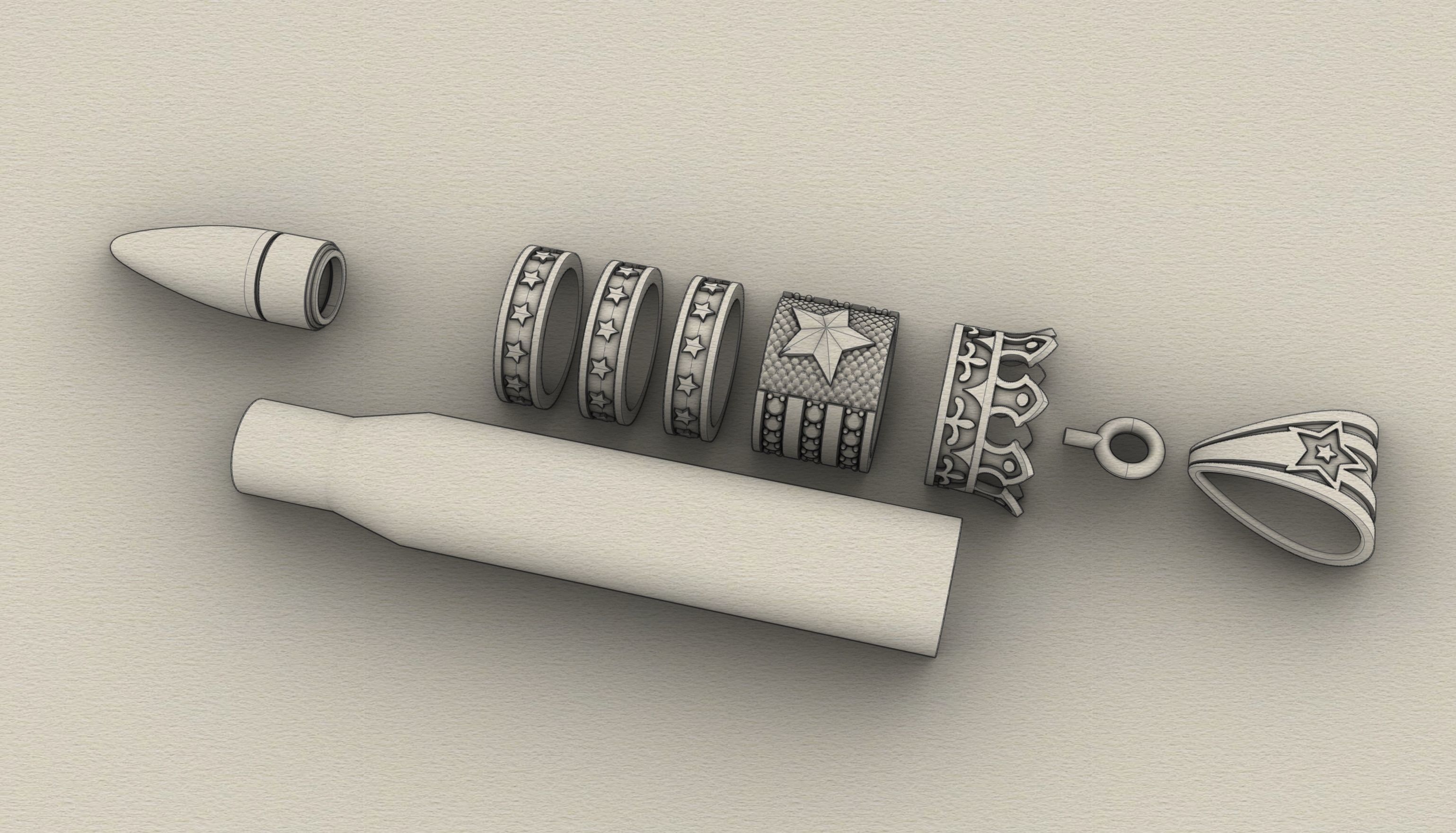 Male Silver Pendant - Bullet 3D print model_1