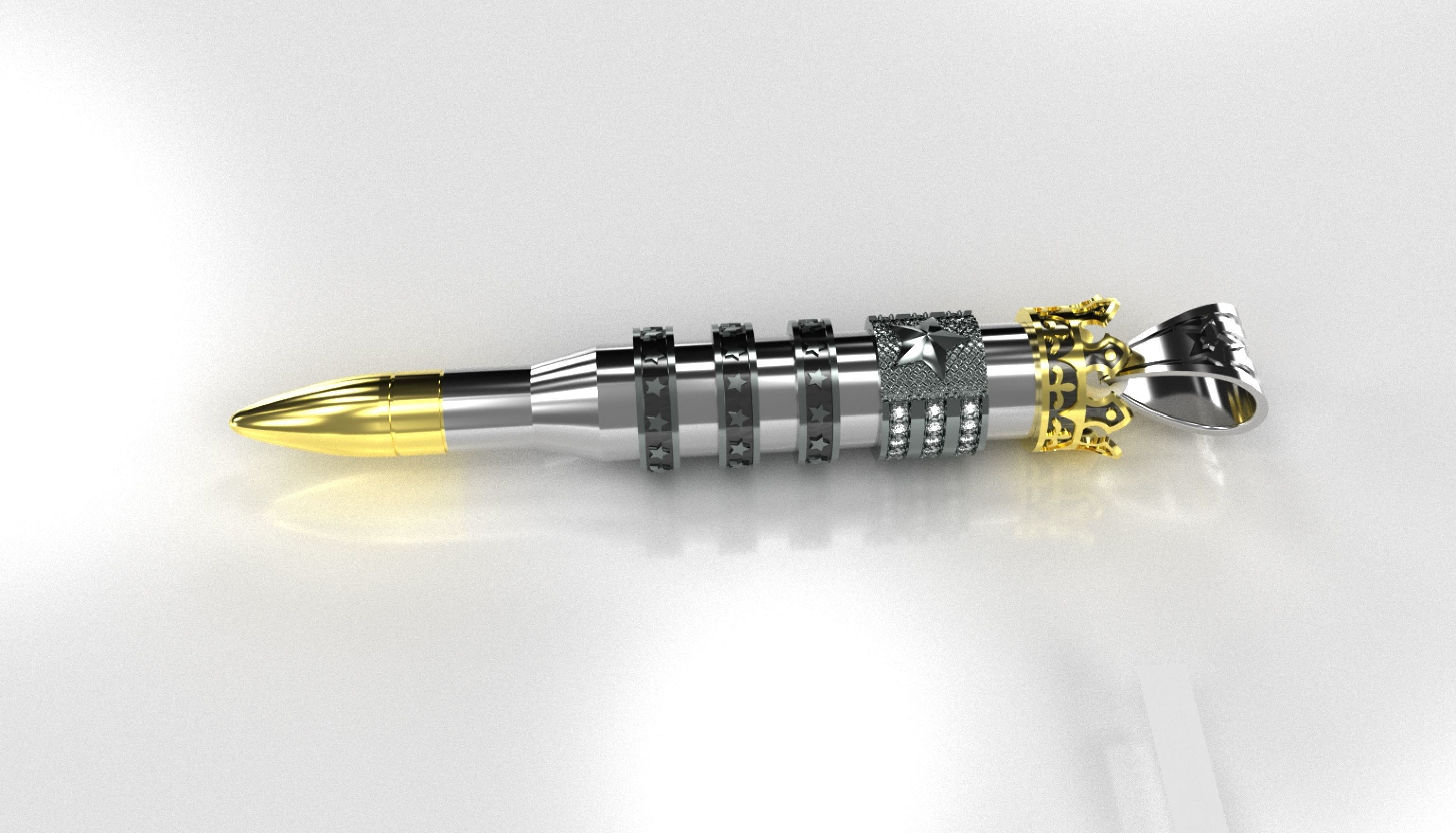 Male Silver Pendant - Bullet 3D print model_6