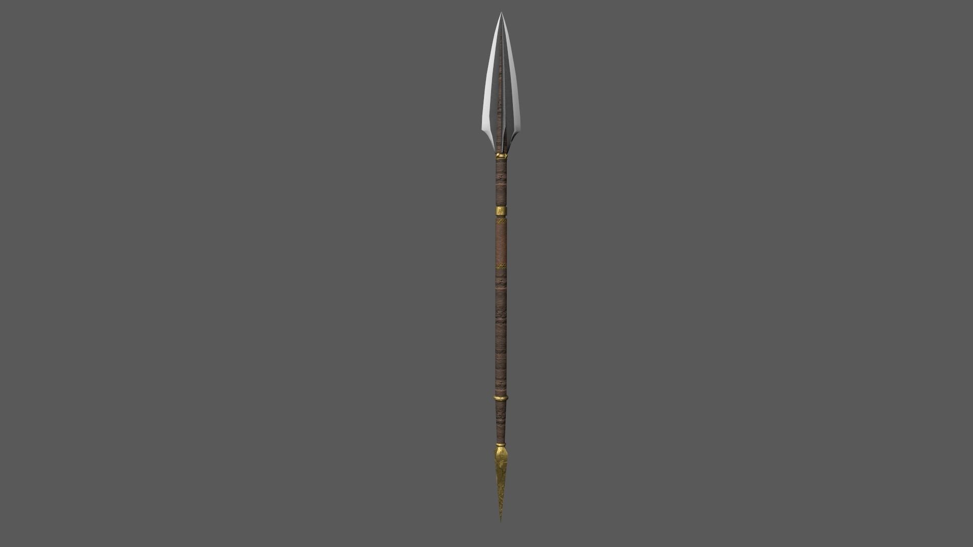 Spear sword with gold handle Low-poly 3D model_2
