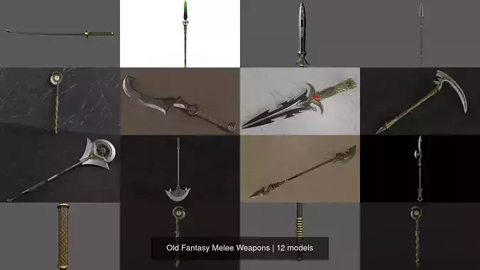 Old Fantasy Melee Weapons 3D Model Collection