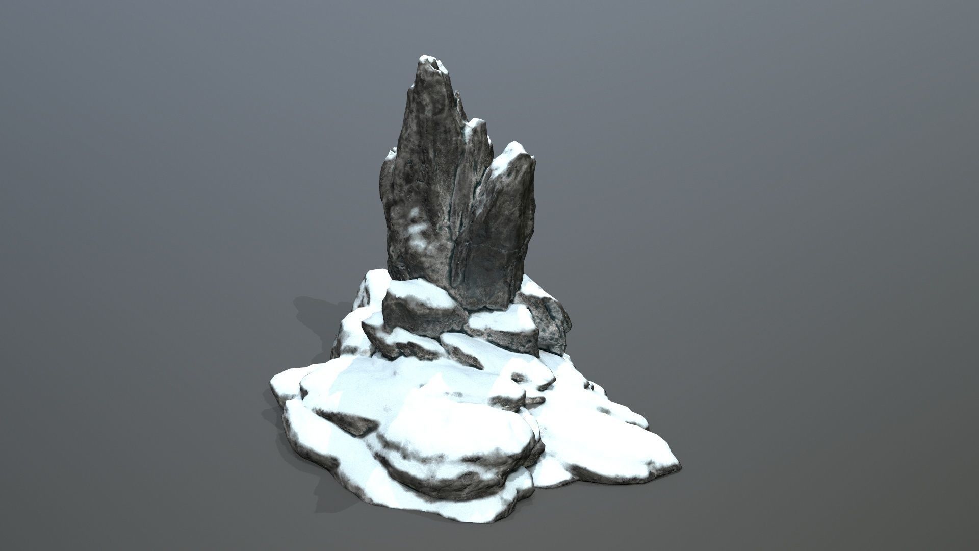 Rock Set with snow Low-poly 3D model_10
