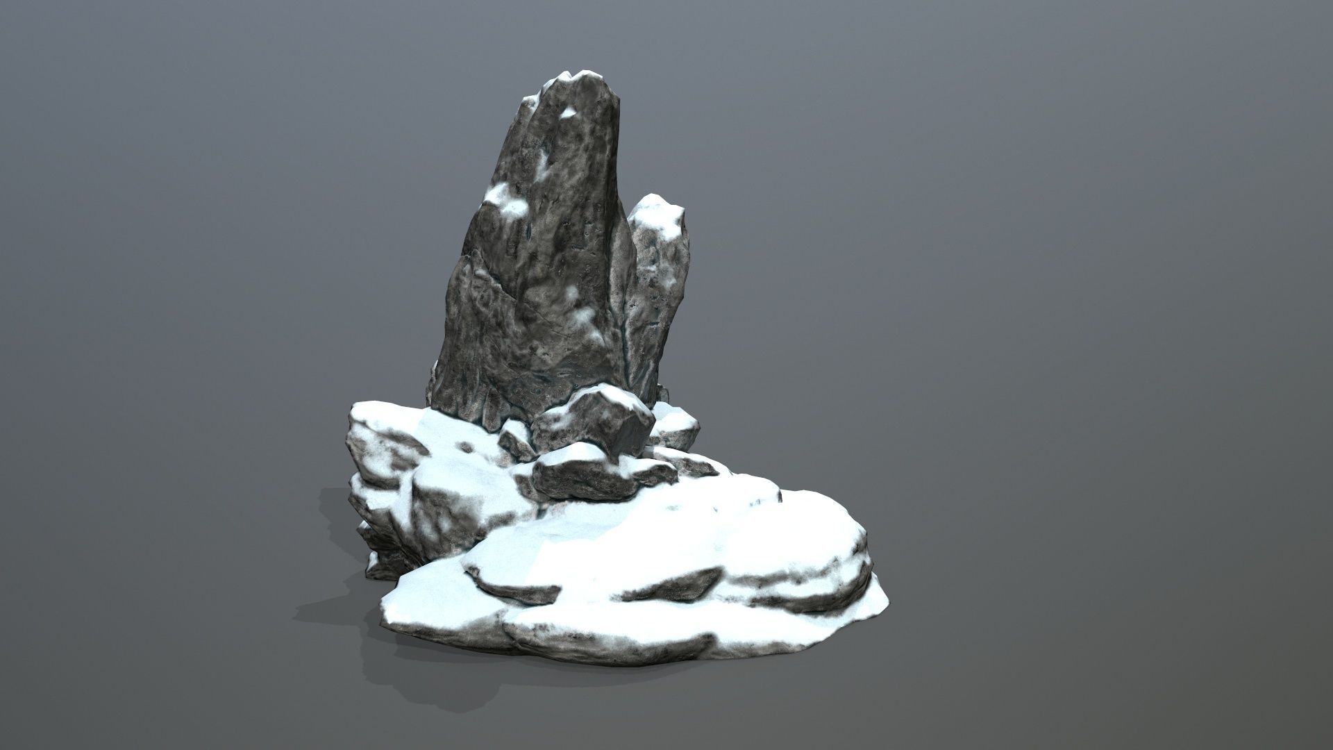 Rock Set with snow Low-poly 3D model_12