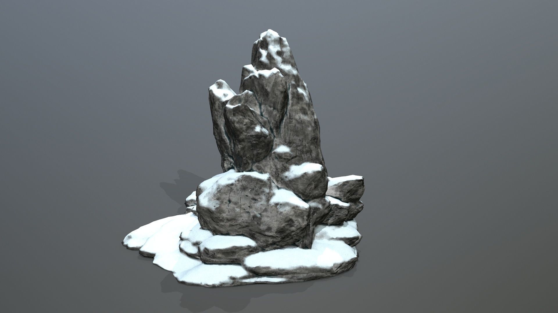 Rock Set with snow Low-poly 3D model_15