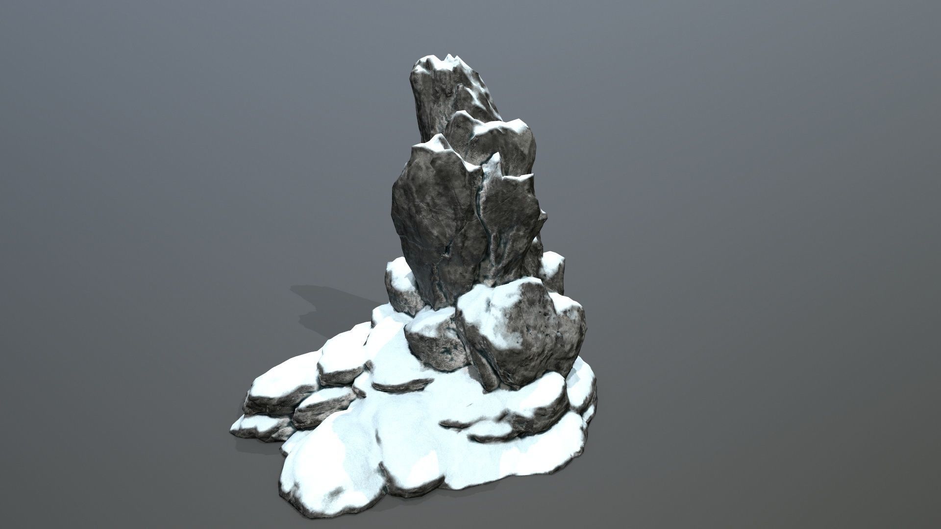 Rock Set with snow Low-poly 3D model_16