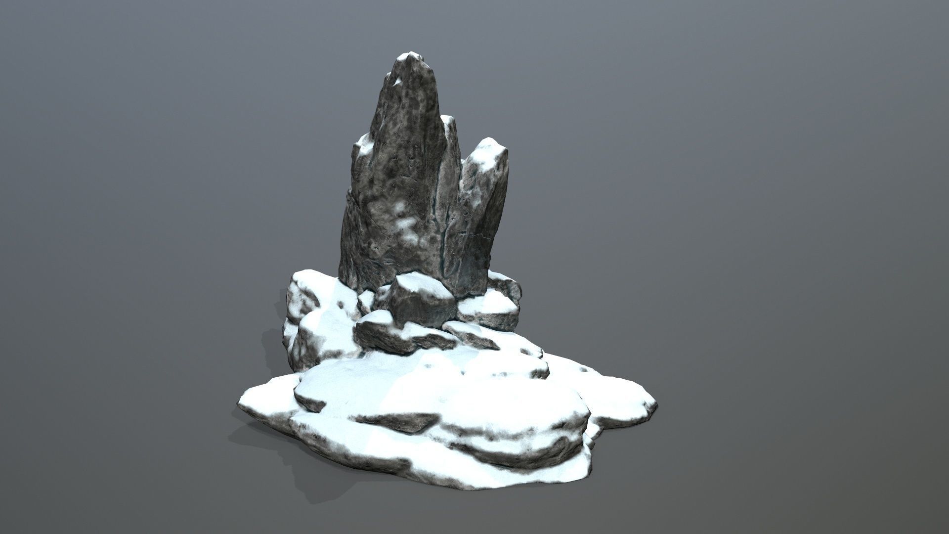 Rock Set with snow Low-poly 3D model_11