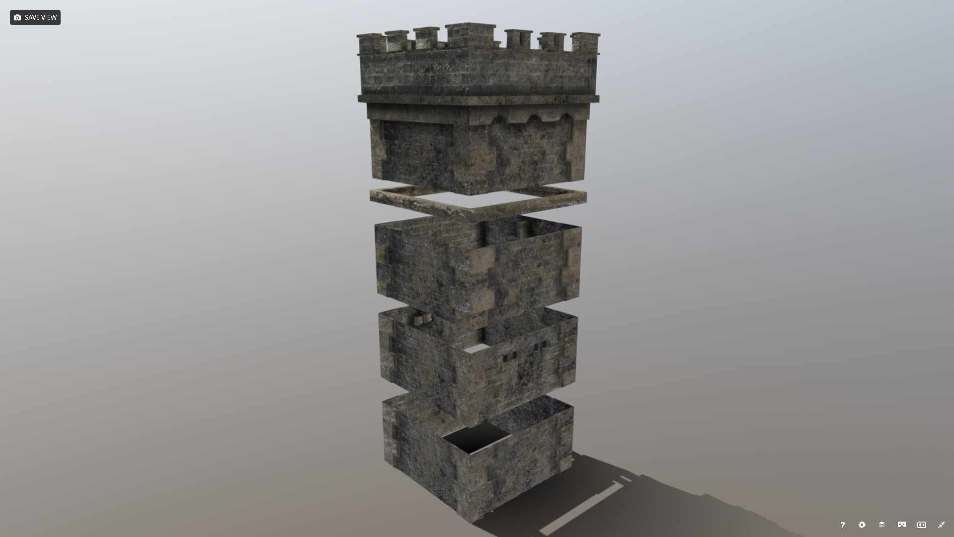 Medieval Modular Tower Builder Low-poly 3D model_4