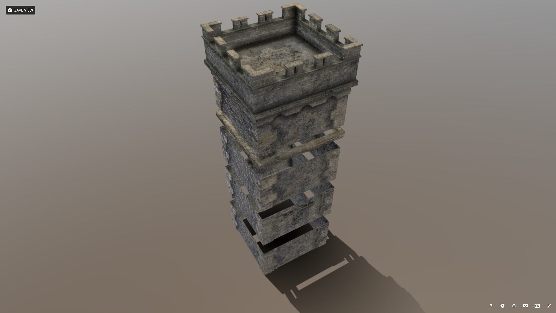 Medieval Modular Tower Builder Low-poly 3D model_5