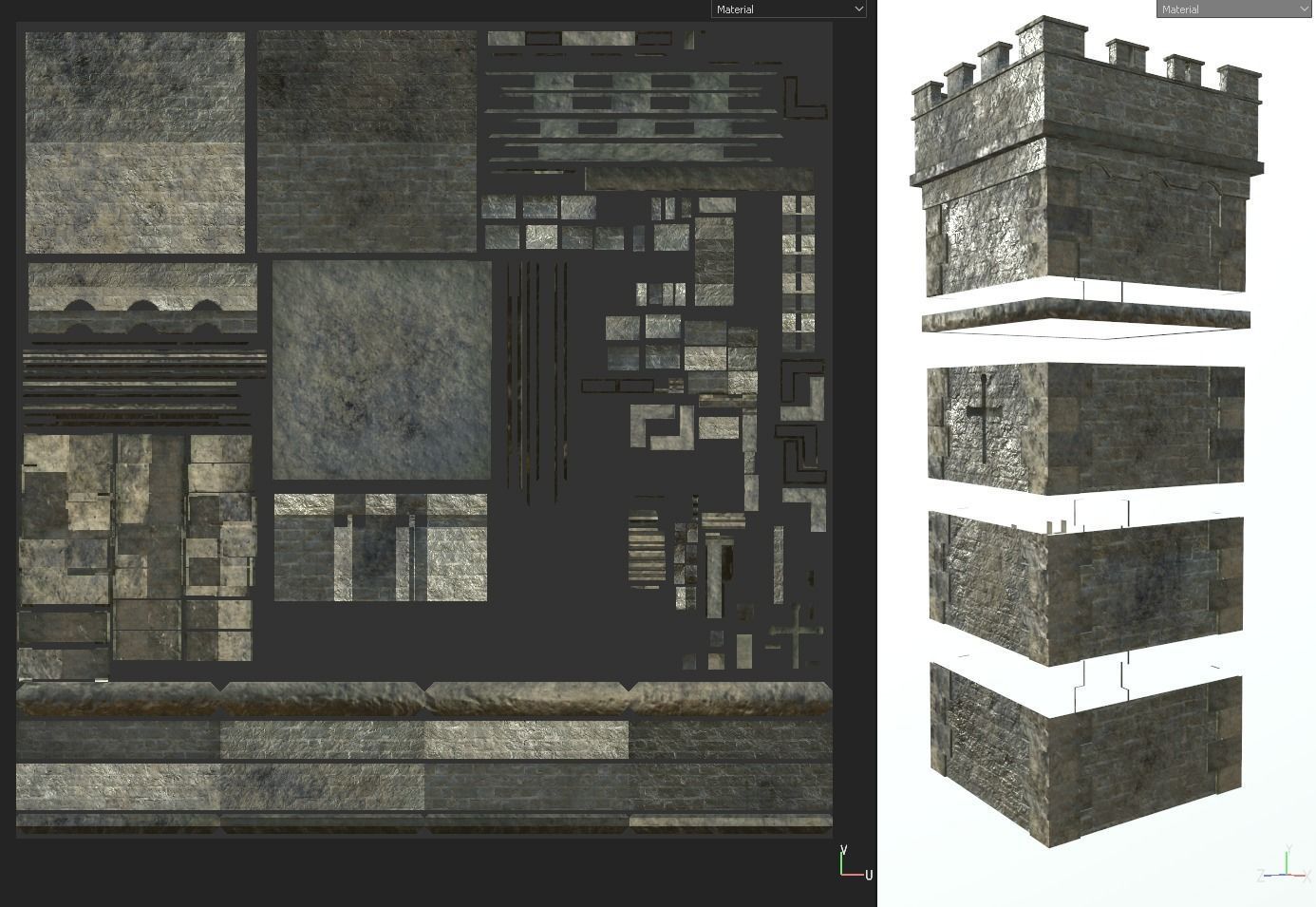 Medieval Modular Tower Builder Low-poly 3D model_1