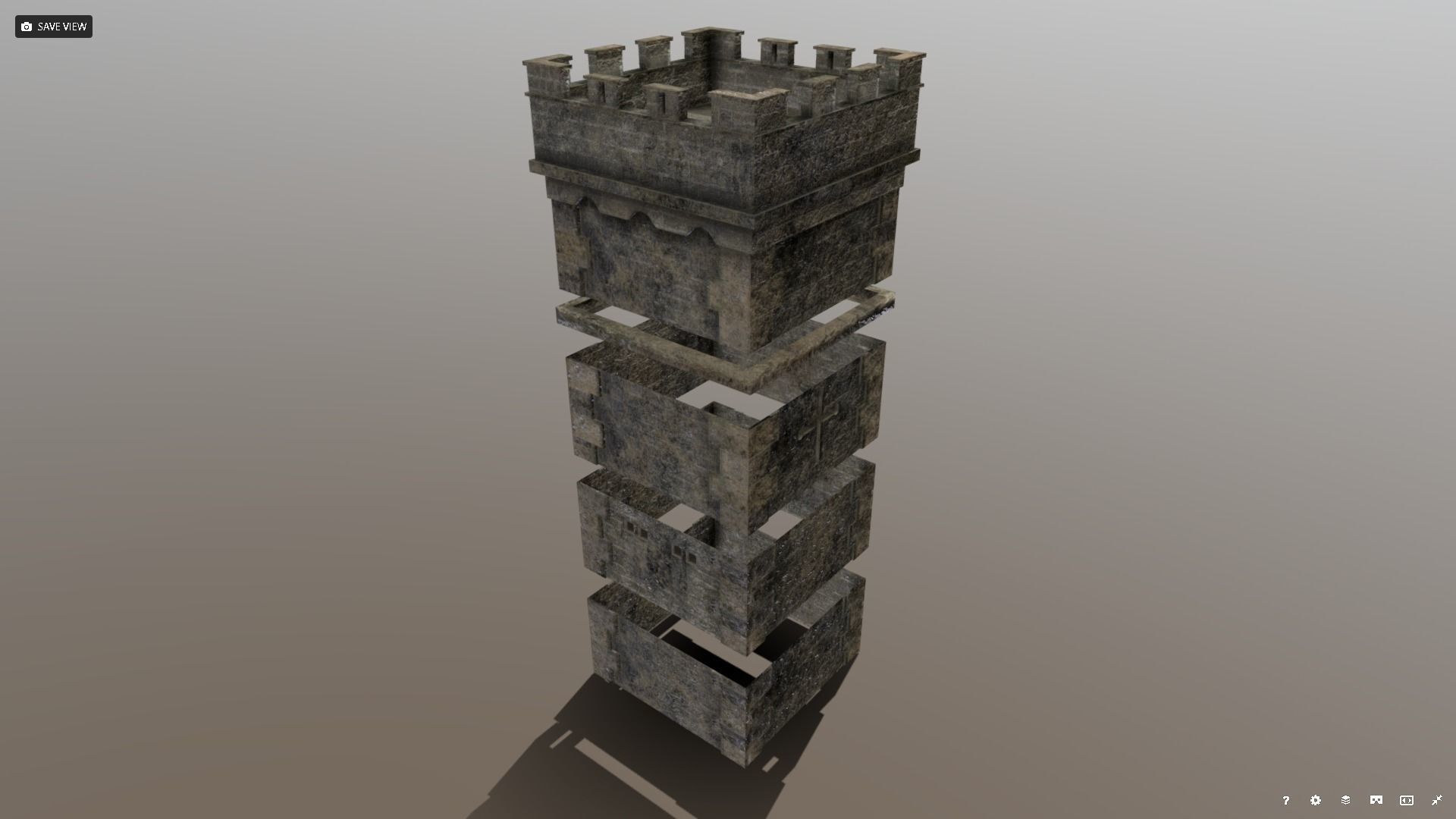 Medieval Modular Tower Builder Low-poly 3D model_6