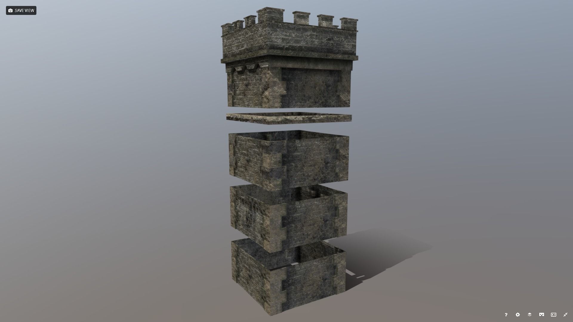 Medieval Modular Tower Builder Low-poly 3D model_3