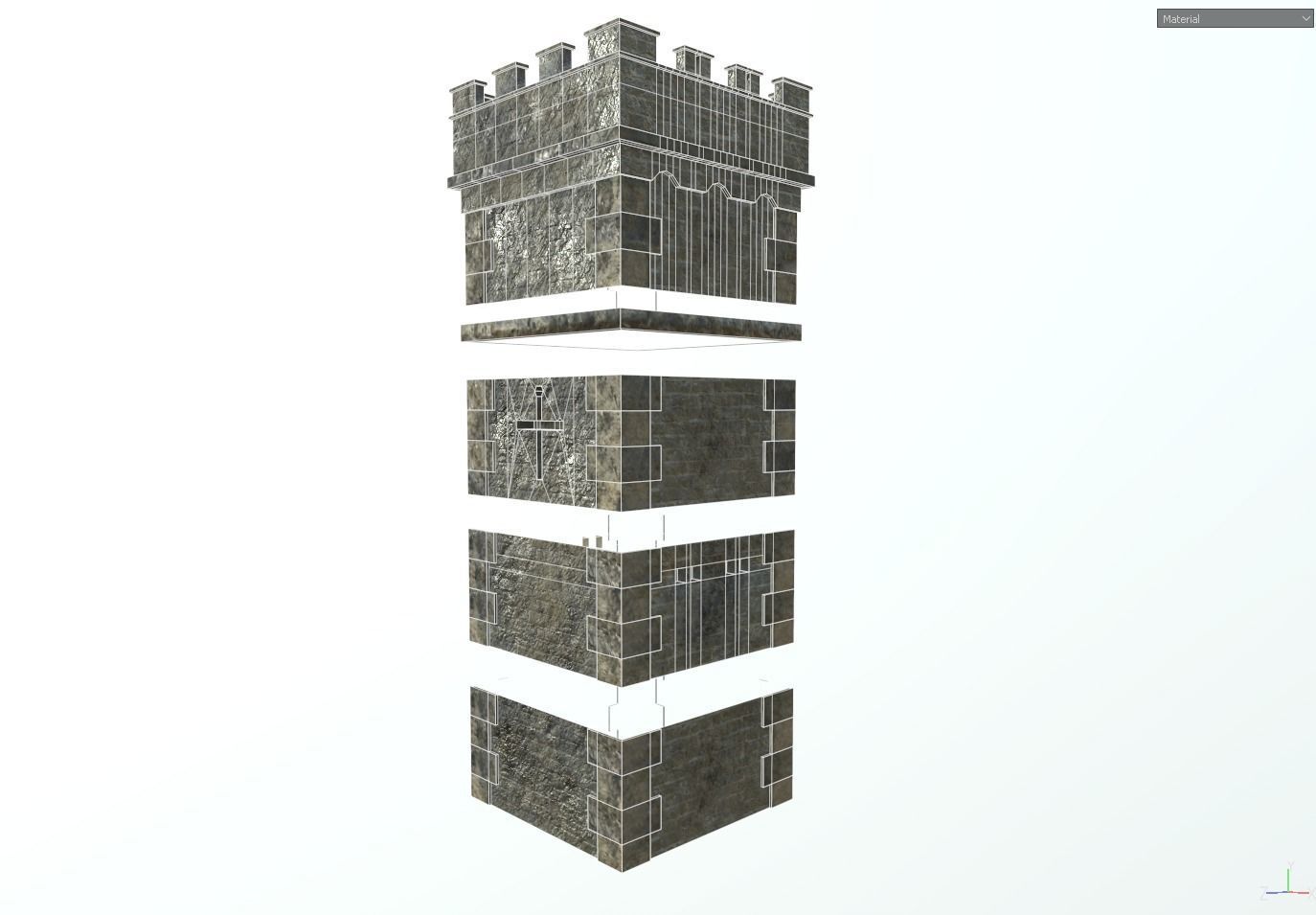Medieval Modular Tower Builder Low-poly 3D model_14