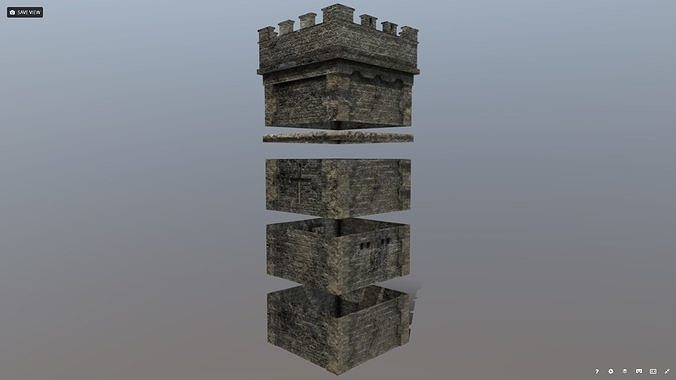 Medieval Modular Tower Builder Low-poly 3D model