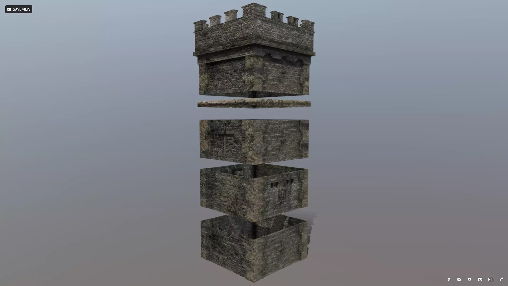 Medieval Modular Tower Builder Low-poly 3D model_0