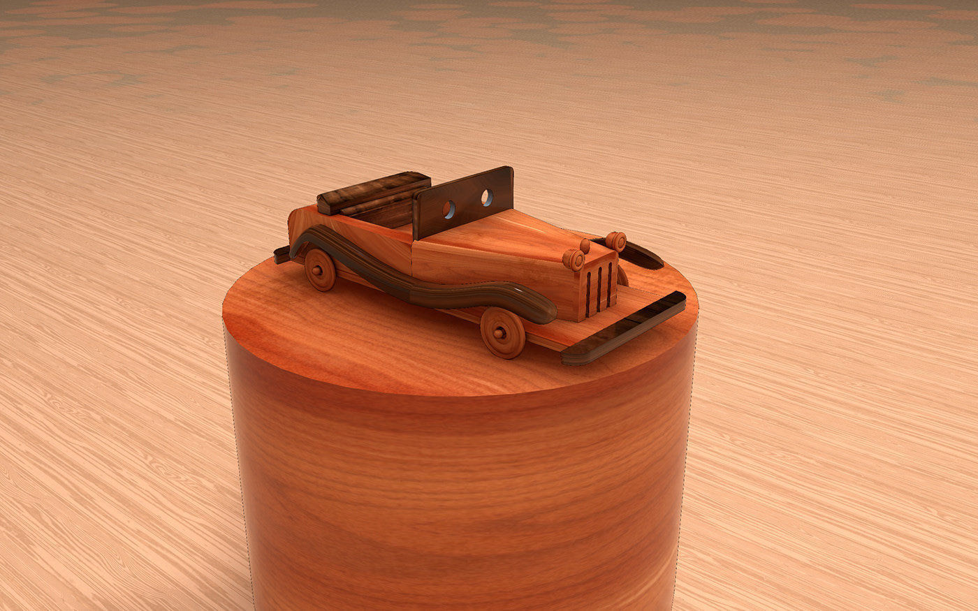 WOODEN CAR 3D model_2