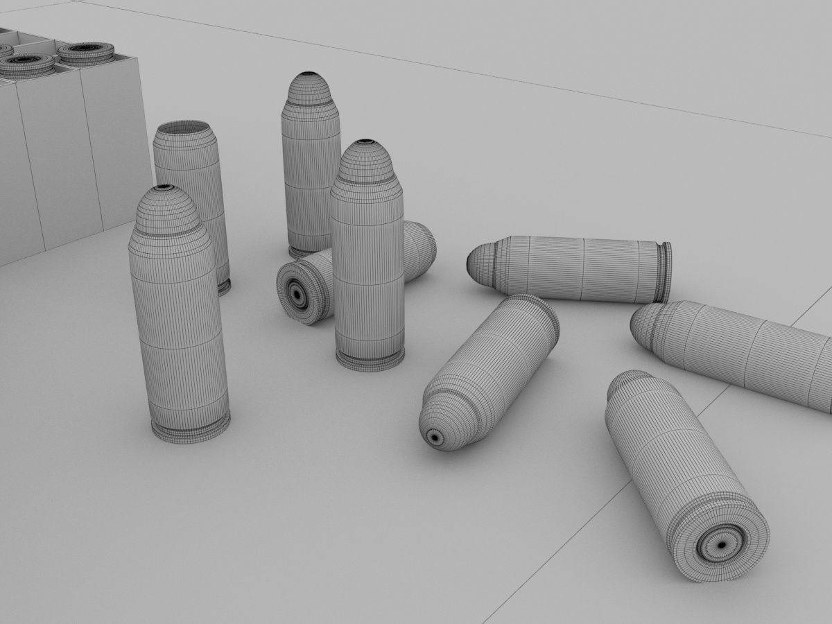 Pistols gun on wooden table 3D model_2