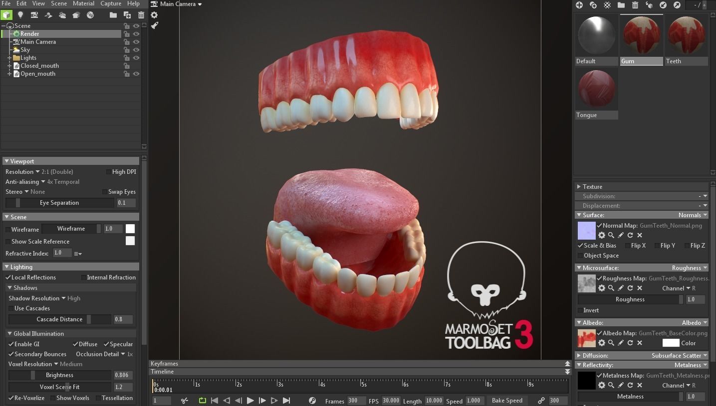 Teeth and Tongue PBR Low-poly 3D model_30