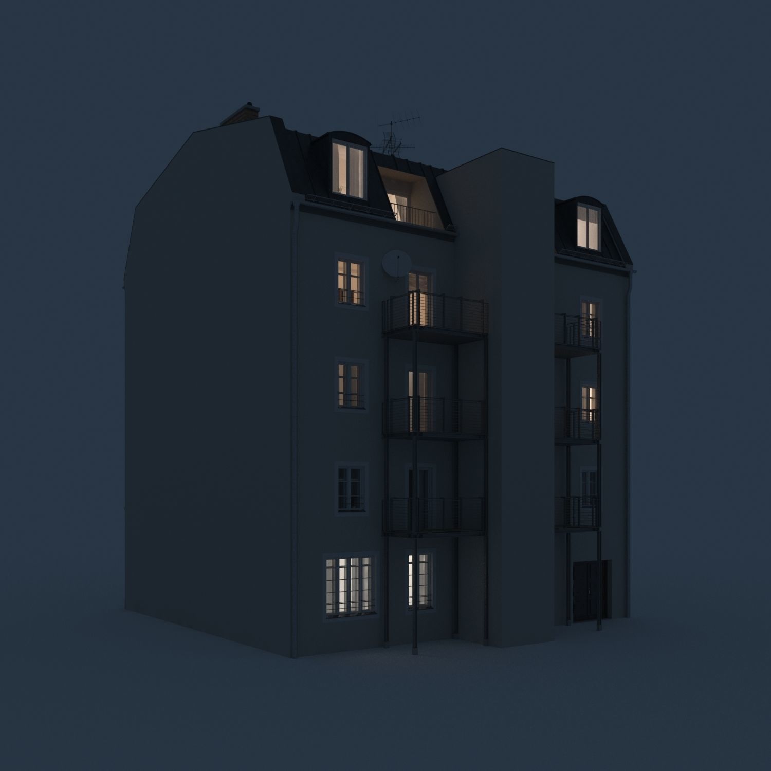 Residential City Building - Row - 13 - Restaurant 3D model_3