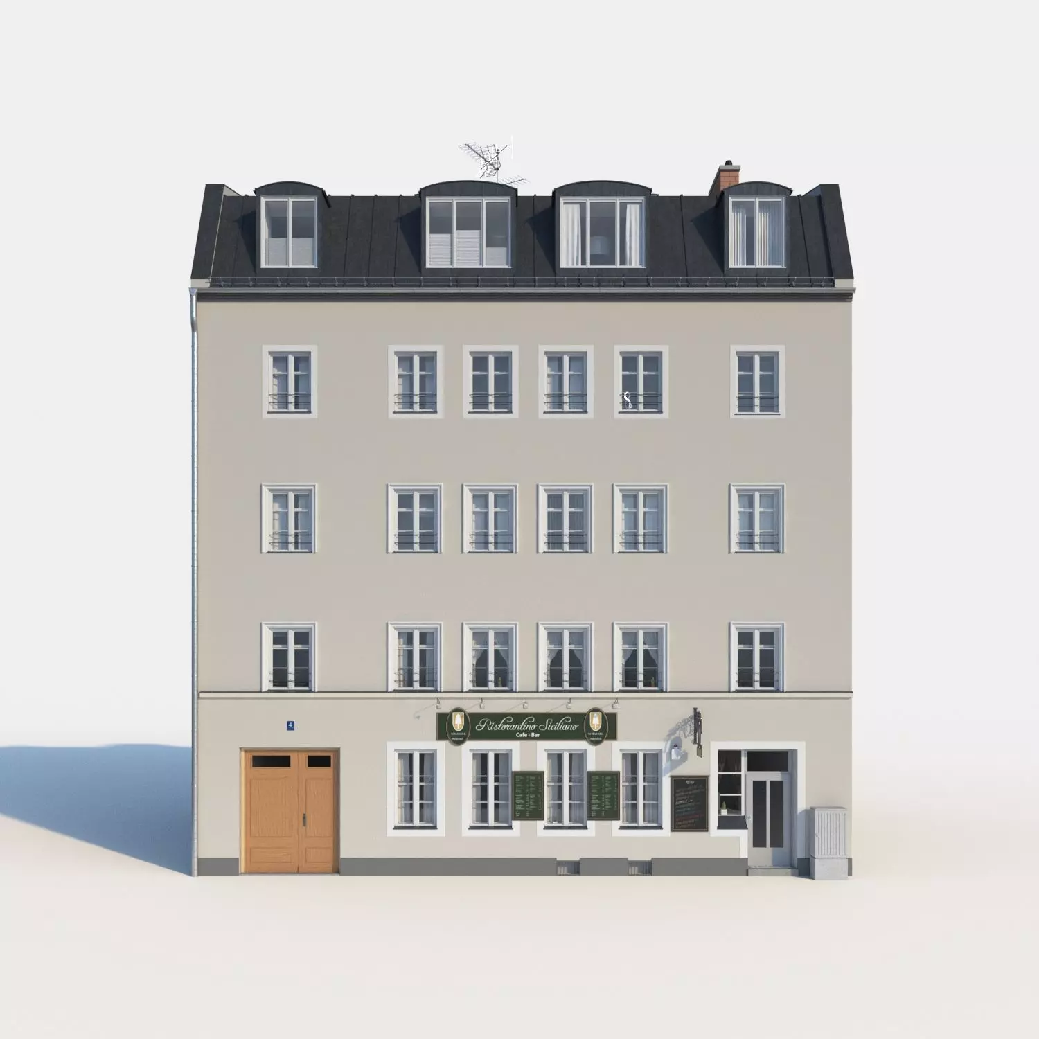 Residential City Building - Row - 13 - Restaurant 3D model_0