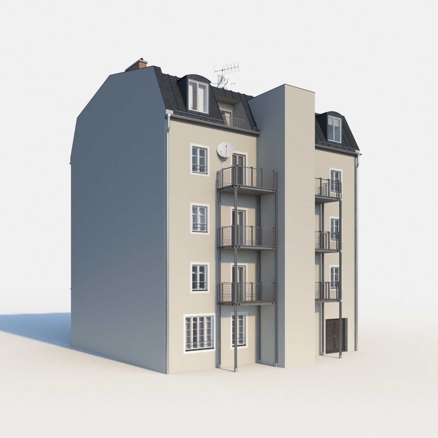 Residential City Building - Row - 13 - Restaurant 3D model_1