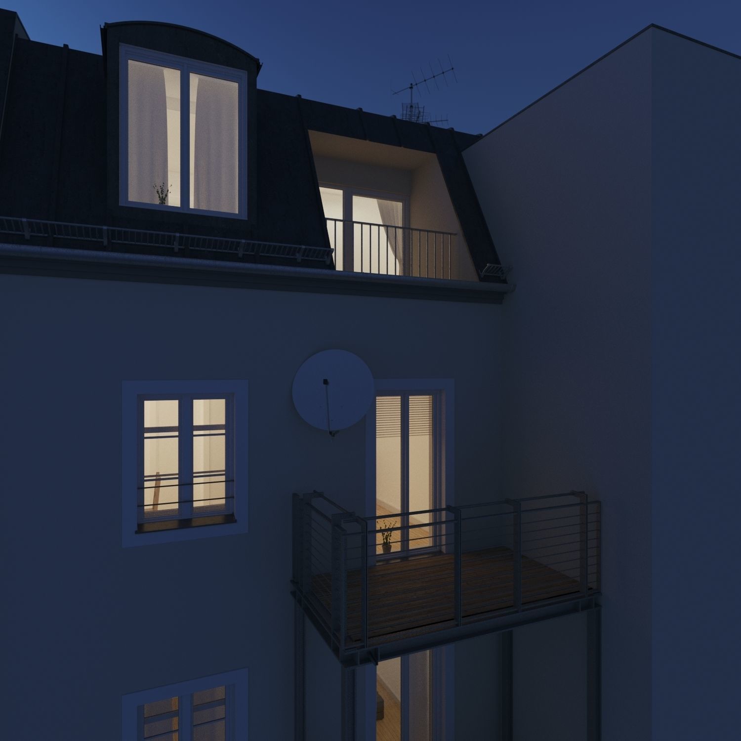 Residential City Building - Row - 13 - Restaurant 3D model_9