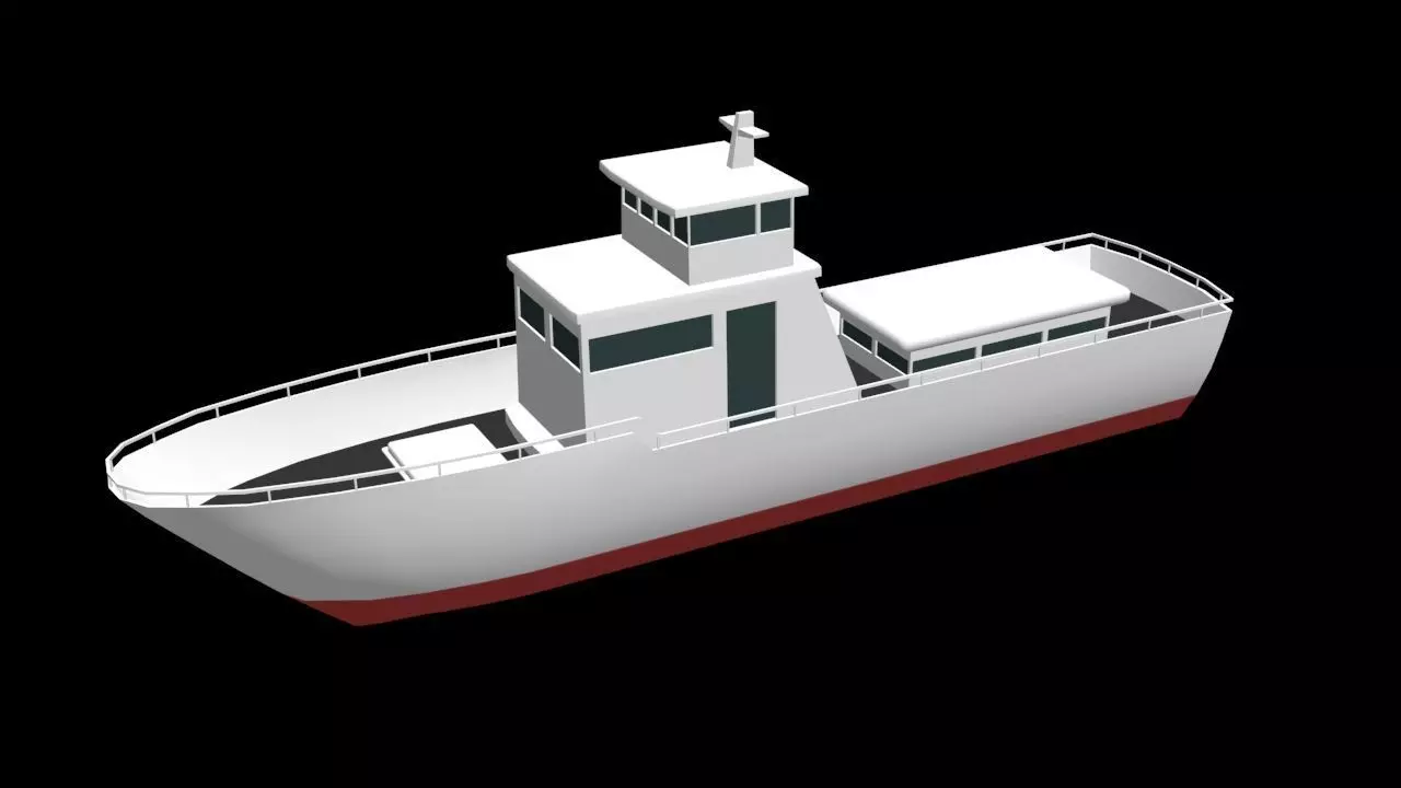 Low poly boat fishing Free low-poly 3D model
