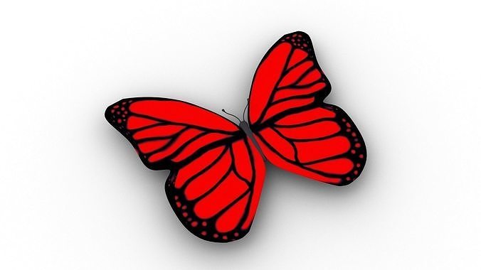 Cartoon Butterfly - Rigged Low-poly 3D model