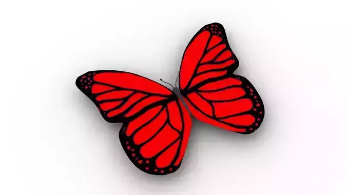 Cartoon Butterfly - Rigged Low-poly 3D model