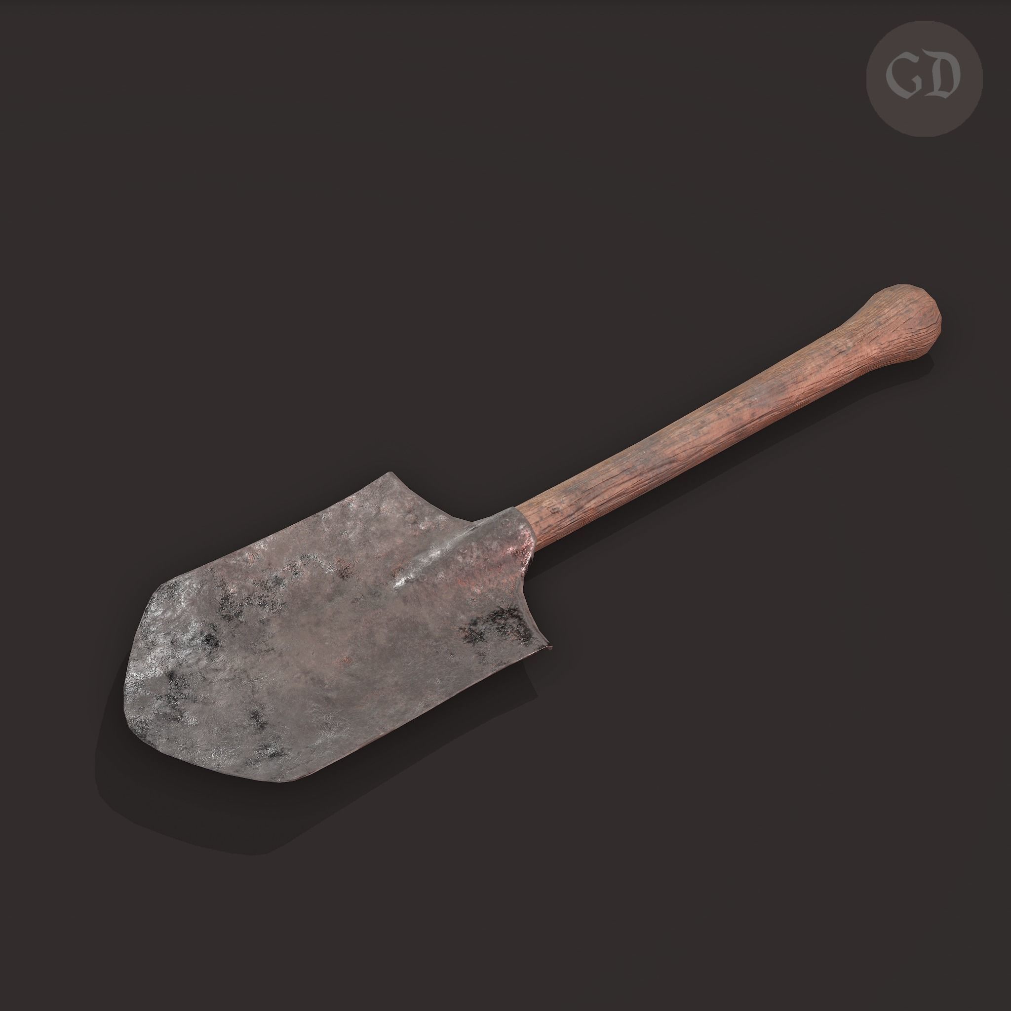 Shovel Medieval Style Free low-poly 3D model_2