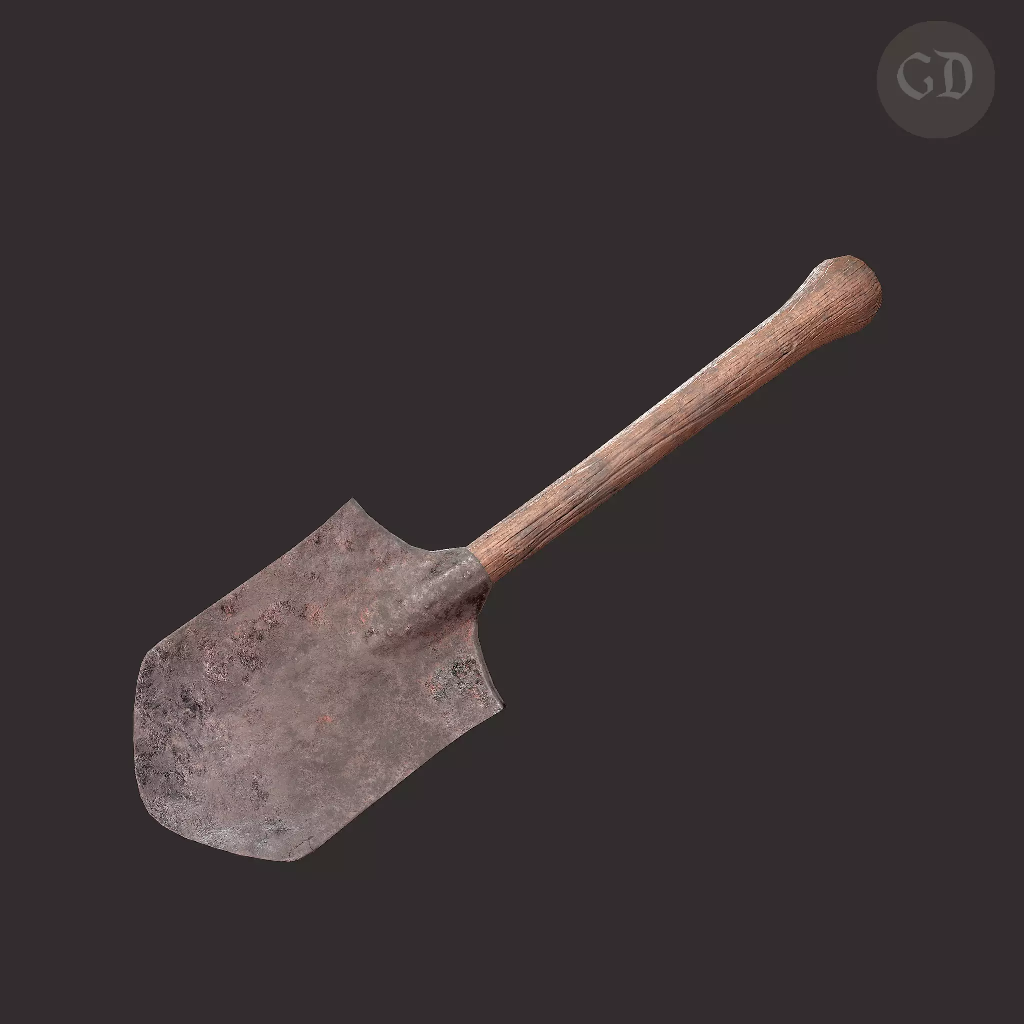 Shovel Medieval Style Free low-poly 3D model_0