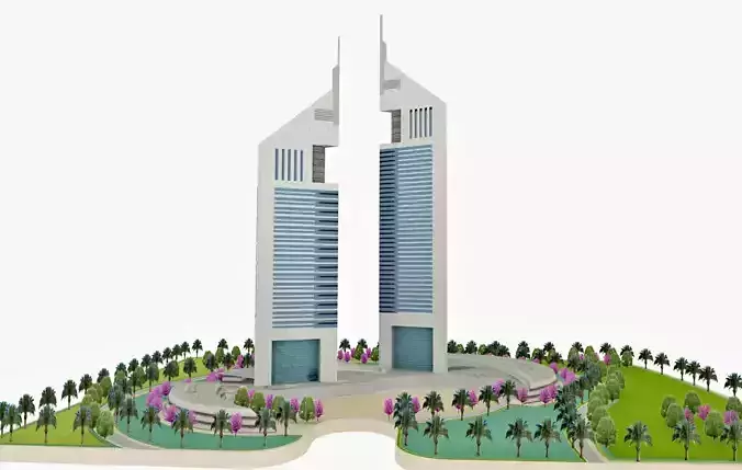 Dubai Jumeirah Emirates Towers  Low-poly 3D model