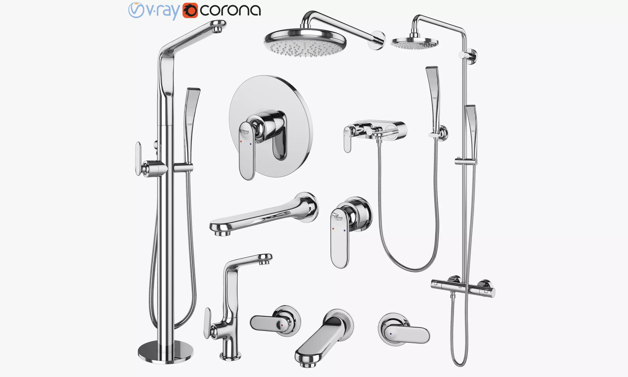 Faucets and shower systems GROHE Veris set 70 3D model_0