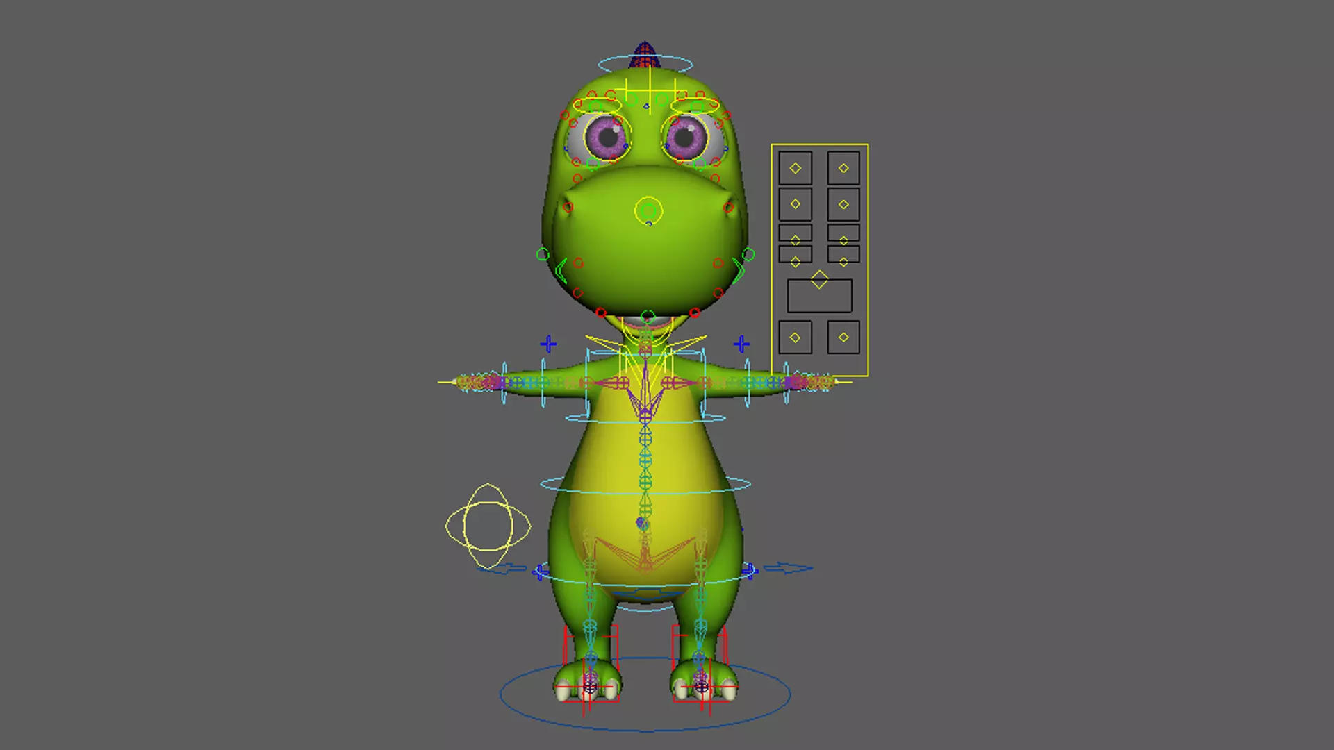 Asset - Cartoons - Animal - Dinosuar - Rig  3D model_0