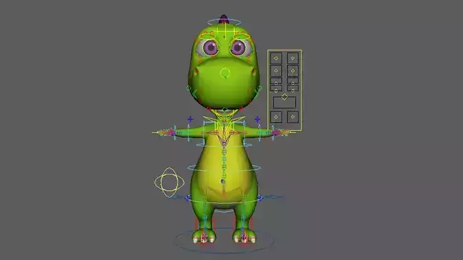 Asset - Cartoons - Animal - Dinosuar - Rig  3D model