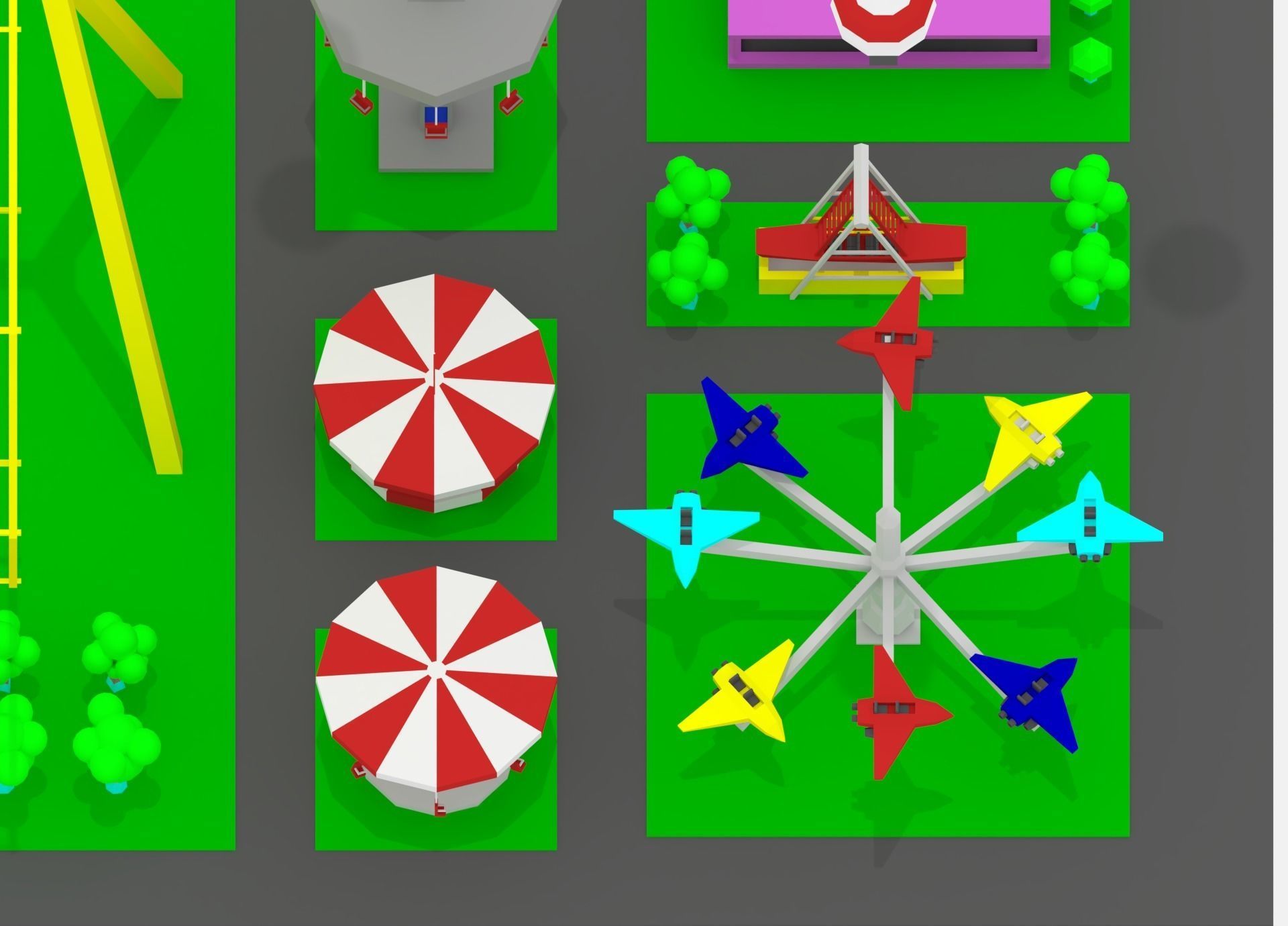 Simple Cartoon Amusement Park 3D model_19
