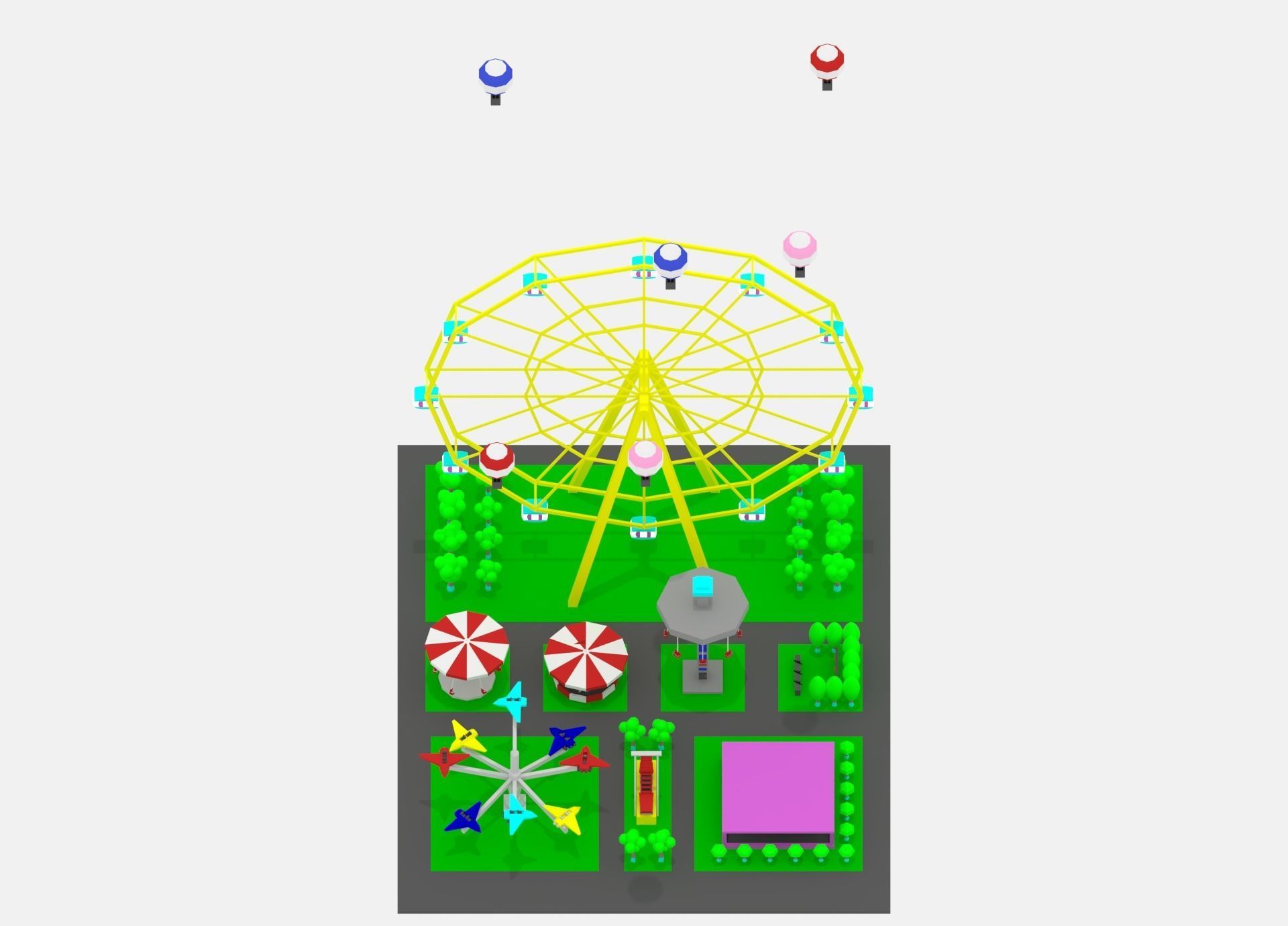 Simple Cartoon Amusement Park 3D model_18