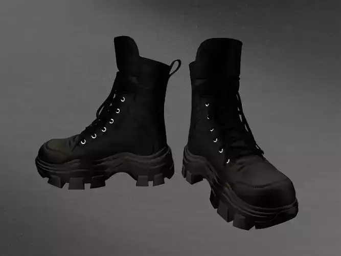 Leather Boots 3D Black 1 Low-poly 3D model
