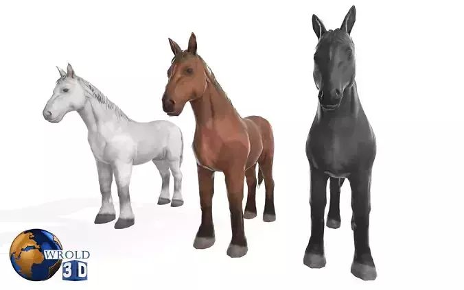 Horse Rigged-Animated Lowpoly 3D Model Collection Pack Low-poly 3D model