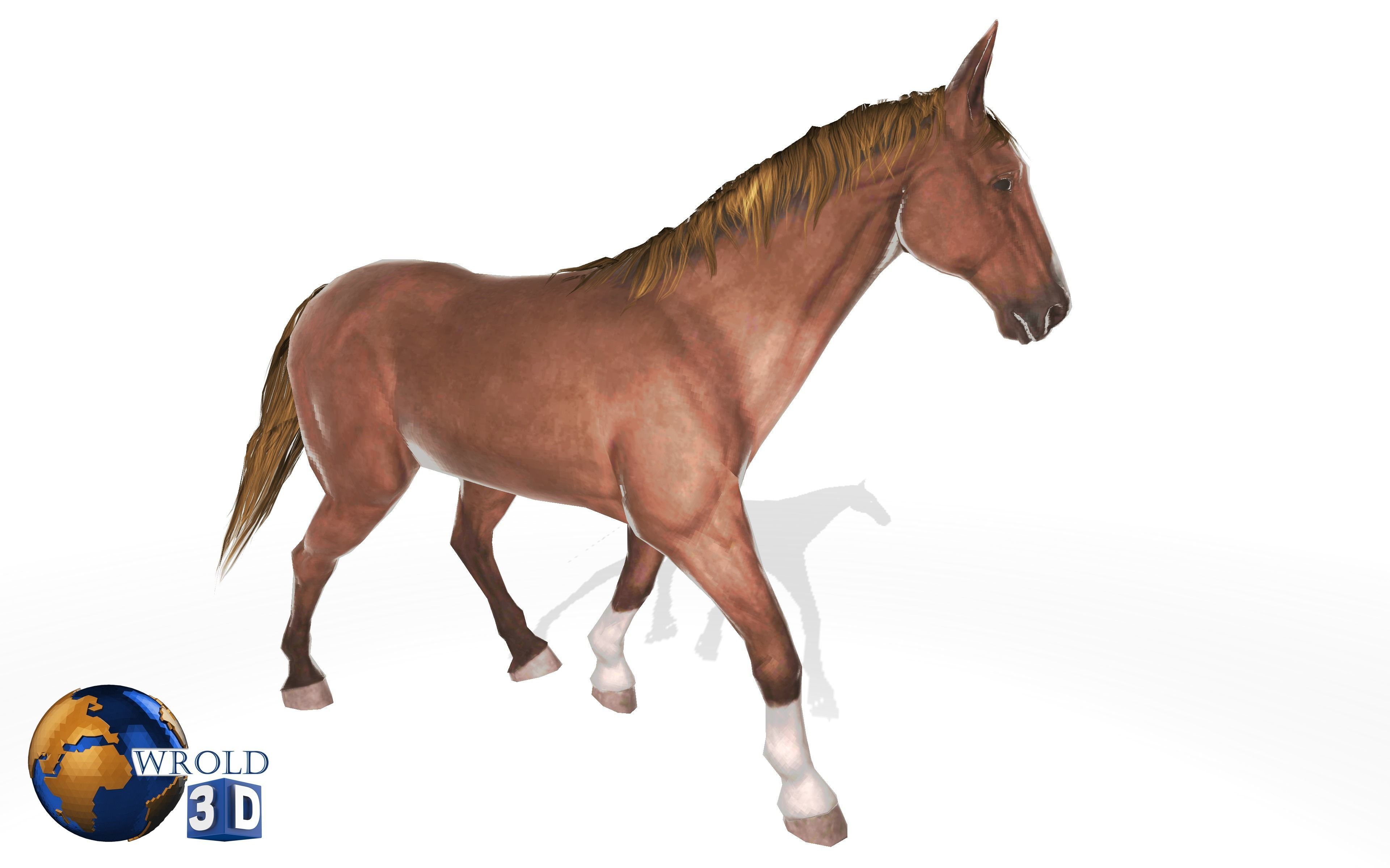 Gameready Horse Rigged Animated Lowpoly 3D Model Low-poly 3D model_2