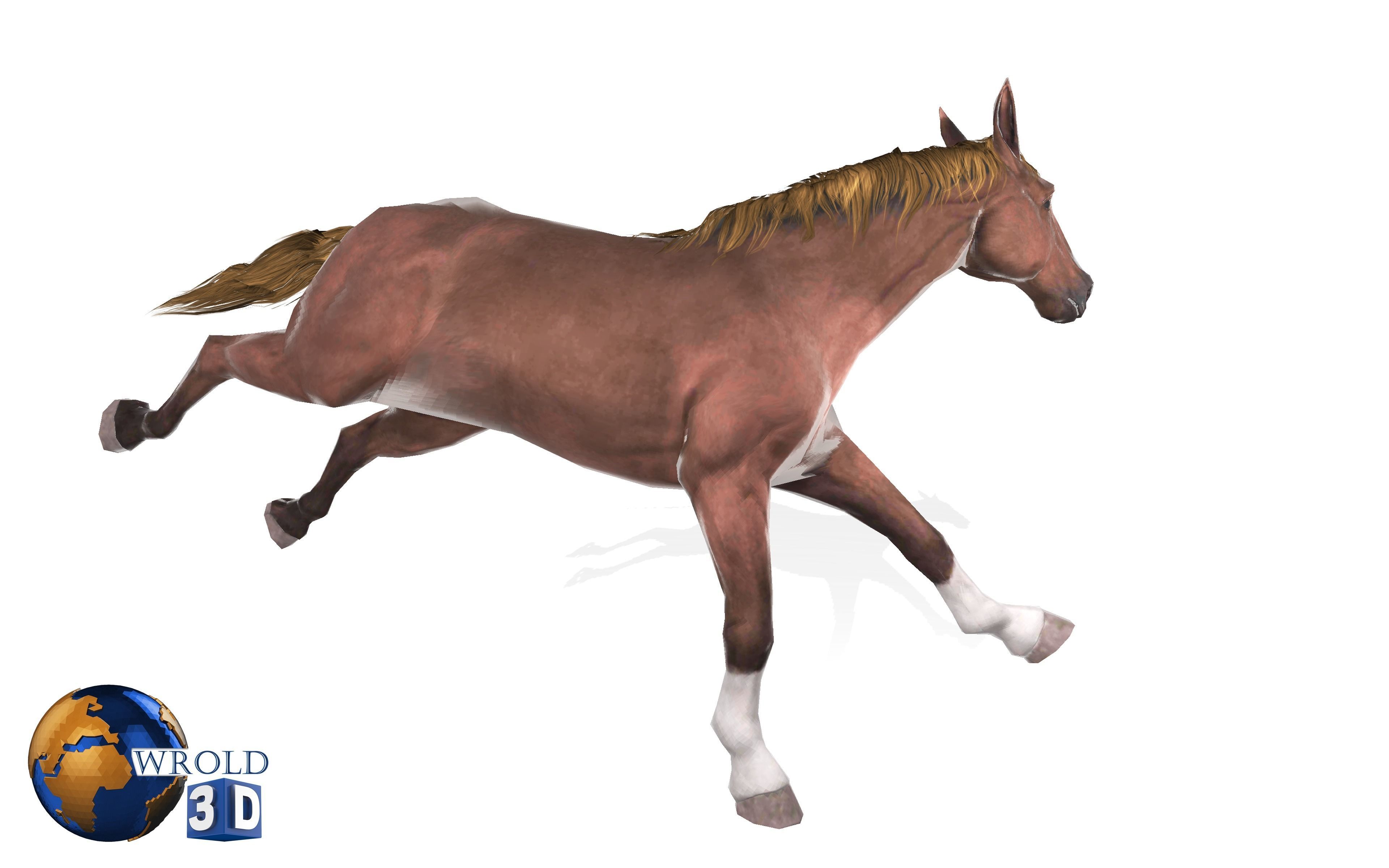 Gameready Horse Rigged Animated Lowpoly 3D Model Low-poly 3D model_8