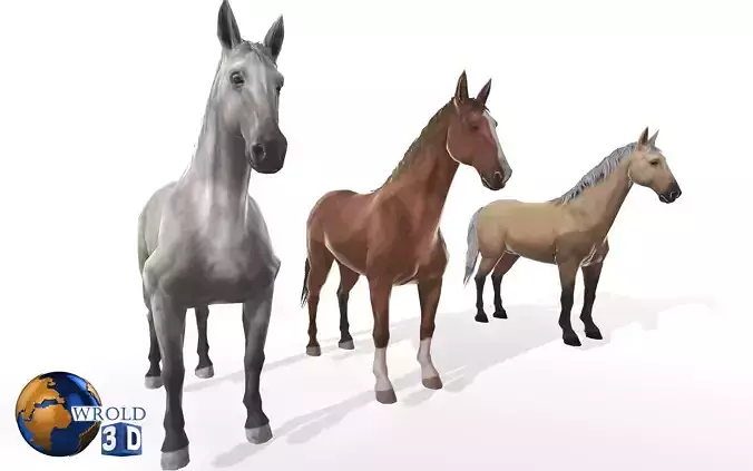 Gameready Horse Rigged Animated Lowpoly 3D Model Low-poly 3D model