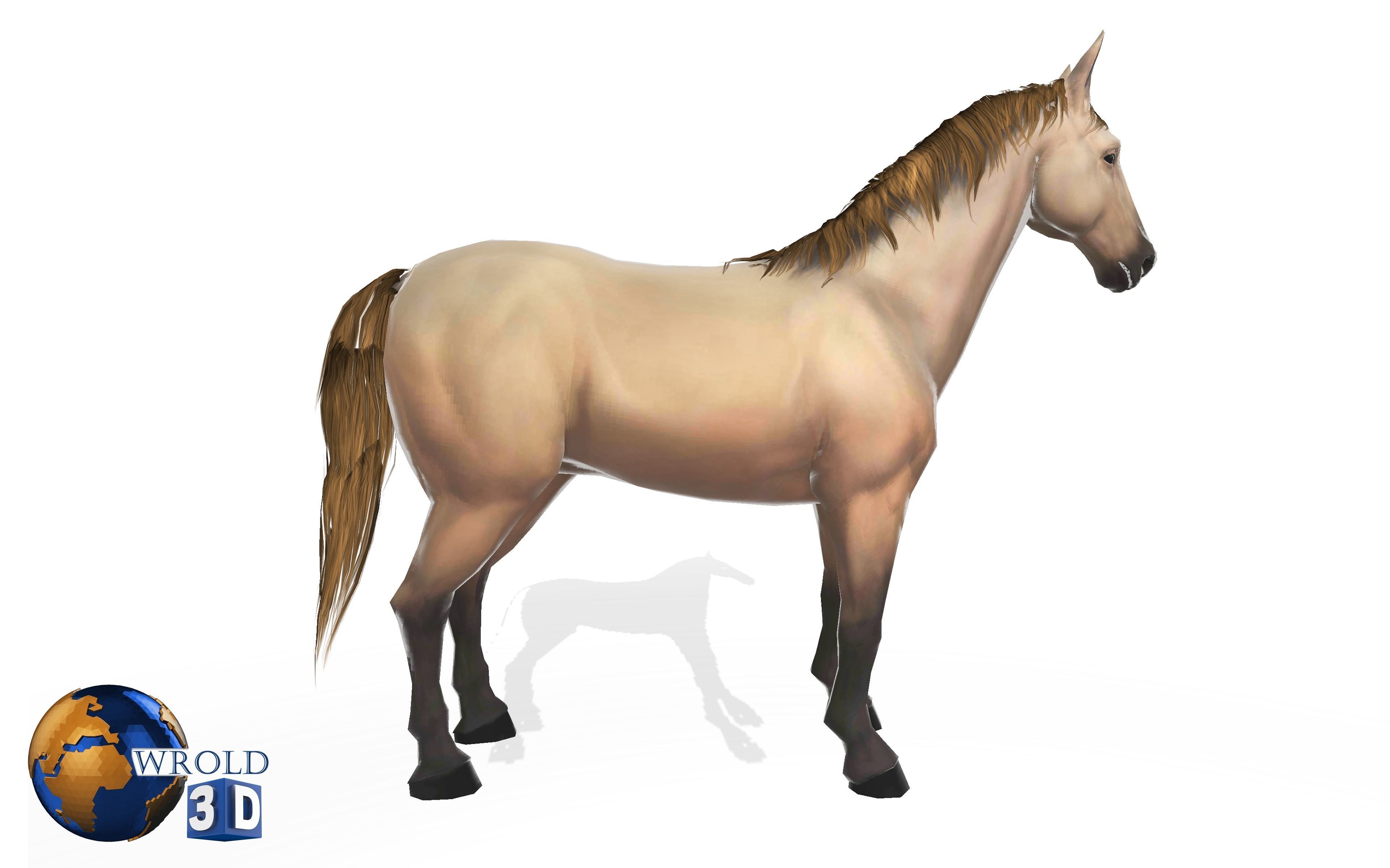 Gameready Horse Rigged Animated Lowpoly 3D Model Low-poly 3D model_3