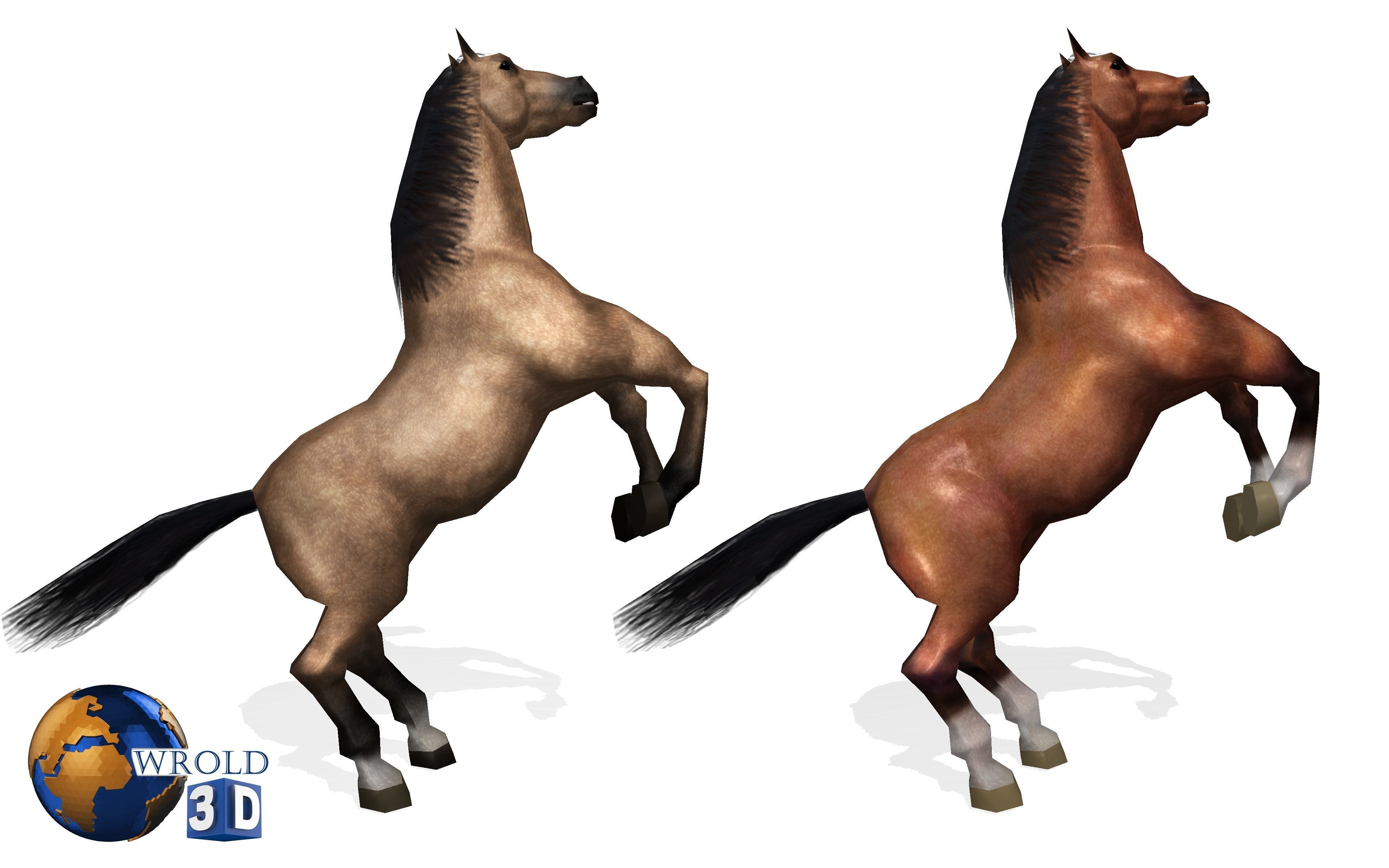 Lowpoly Horse Collection Pack Rigged-Animated 3d model Low-poly 3D model_3