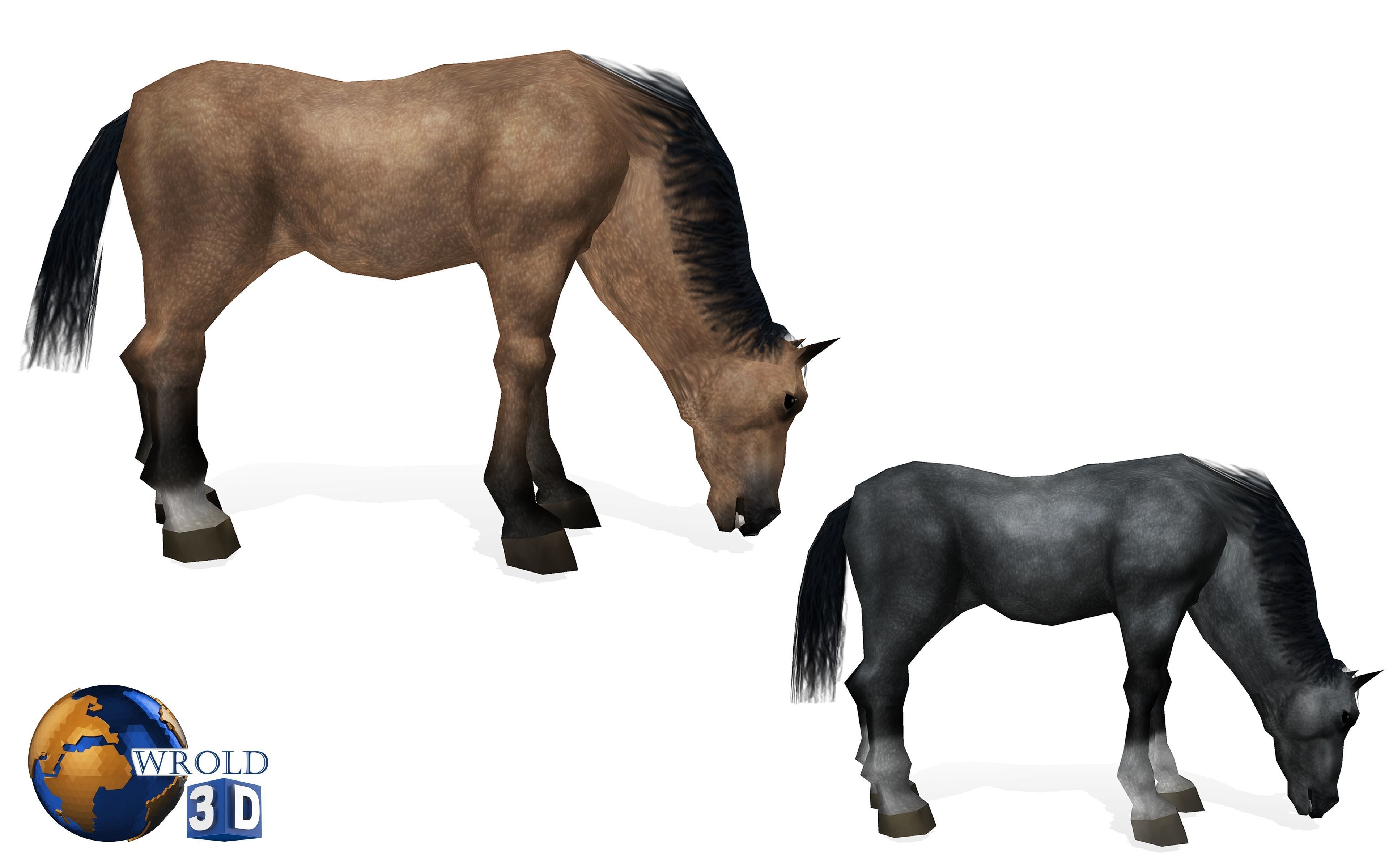 Lowpoly Horse Collection Pack Rigged-Animated 3d model Low-poly 3D model_5